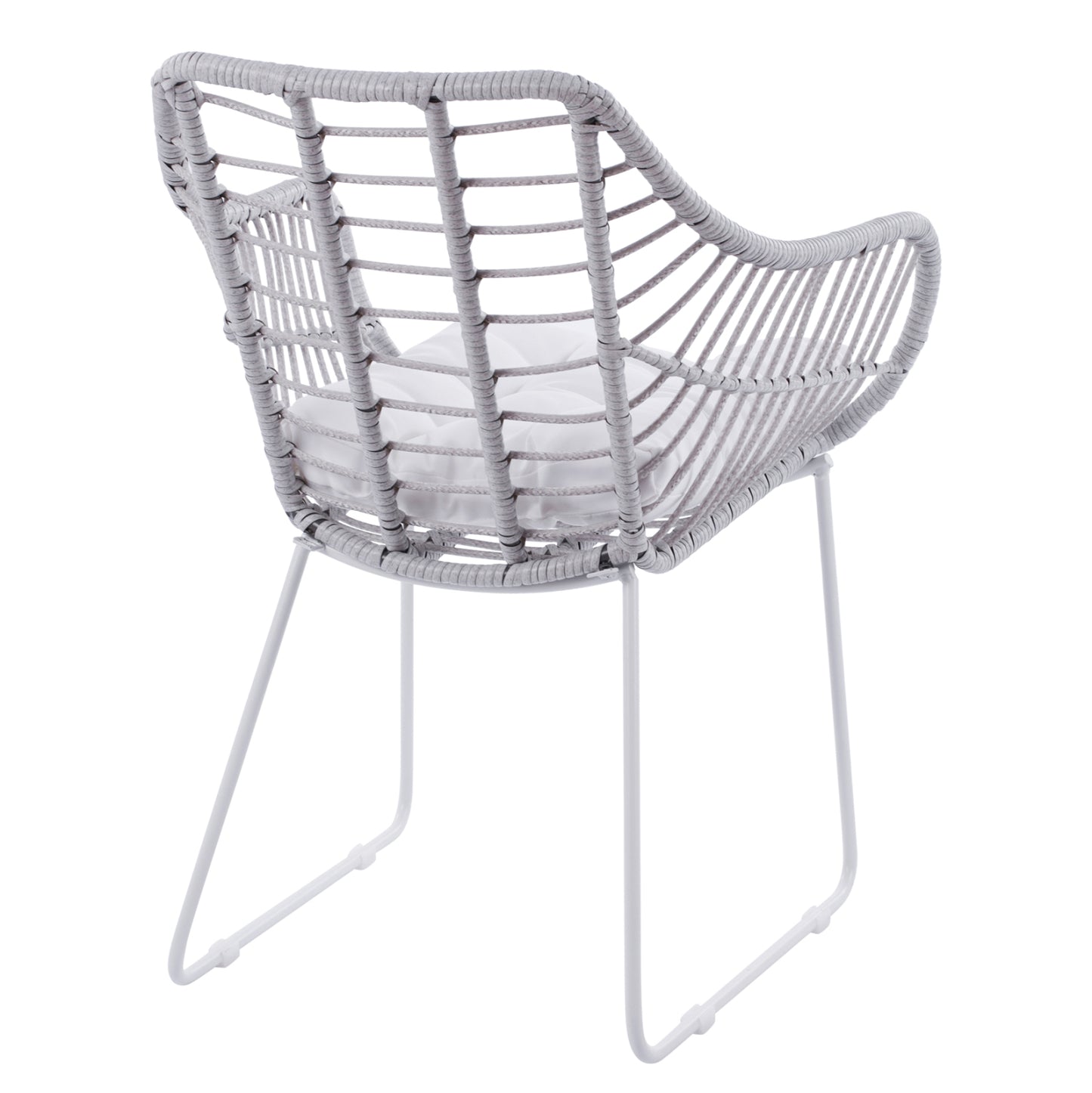 Metallic Armchair White matte & Grey Wicker HM5300.02