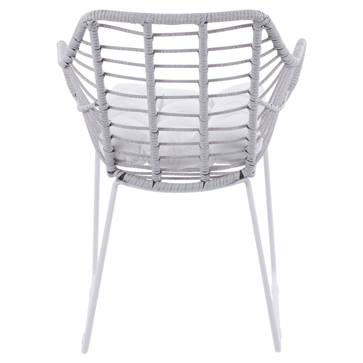 Metallic Armchair White matte & Grey Wicker HM5300.02