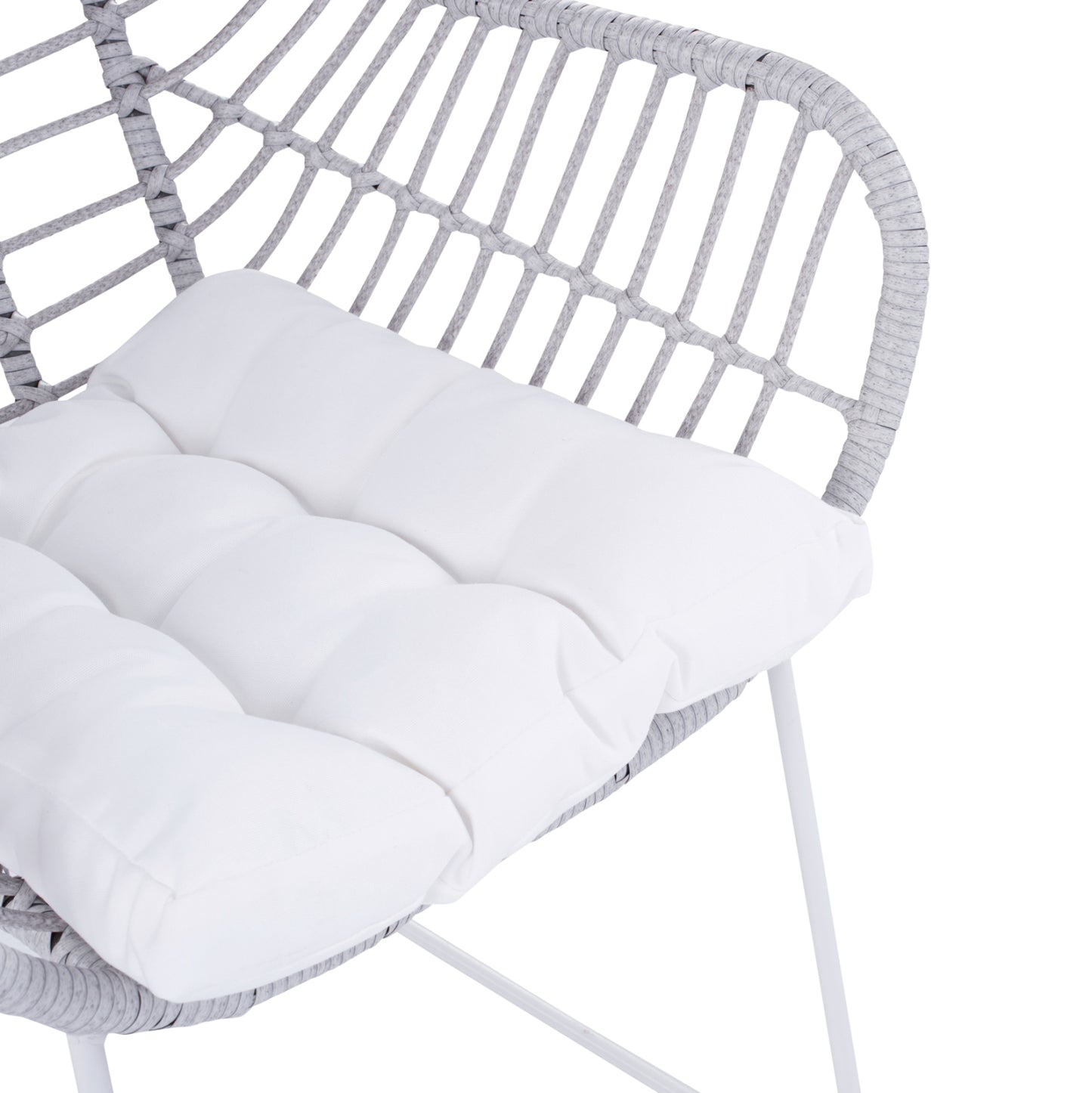Metallic Armchair White matte & Grey Wicker HM5300.02