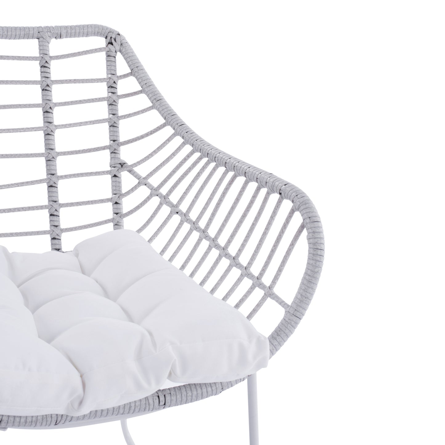 Metallic Armchair White matte & Grey Wicker HM5300.02