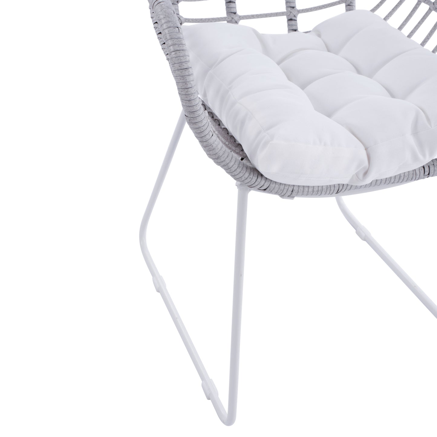 Metallic Armchair White matte & Grey Wicker HM5300.02