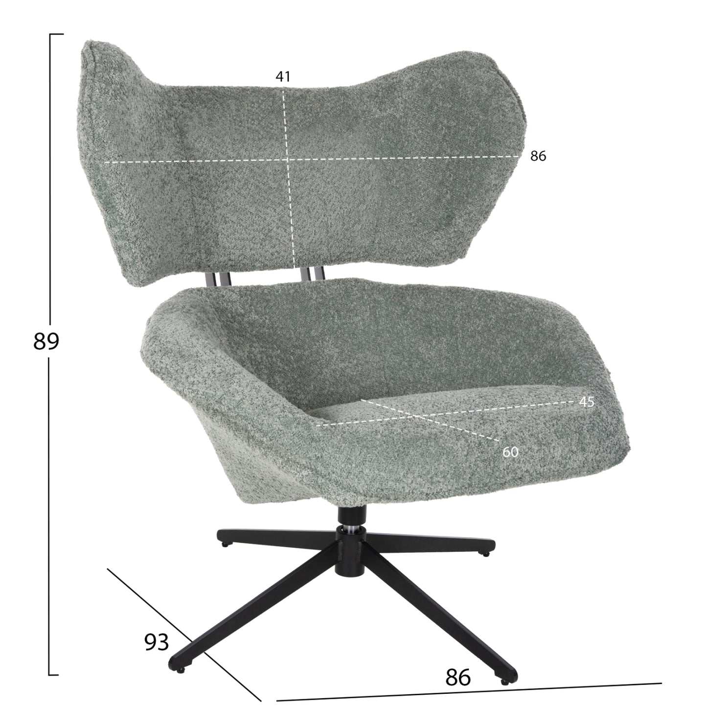 Въртящ се фотьойл BRYLL в Пистачиево Зелено 86x90x97Hcm