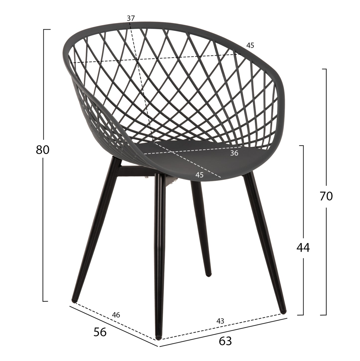 Стилен Стол Ариадна с Метални Ноги и Комфорт 63x56x80Hcm