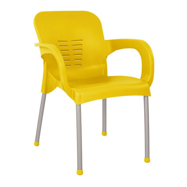 Aluminum armchair KAREK HM5592.09 yellow color with aluminum leg 59x58x81 cm. image 1