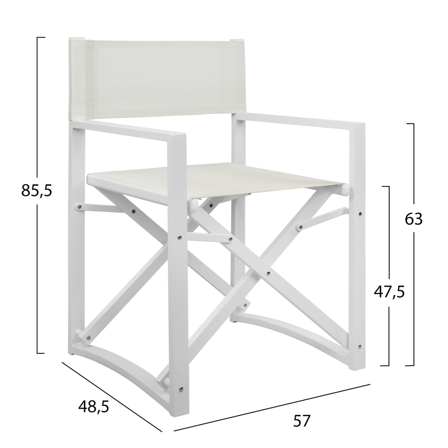 DIRECTOR'S CHAIR ALUMINUM DUPRE HM5094.02 WHITE COLOR 57x48,5x85.5Hcm.