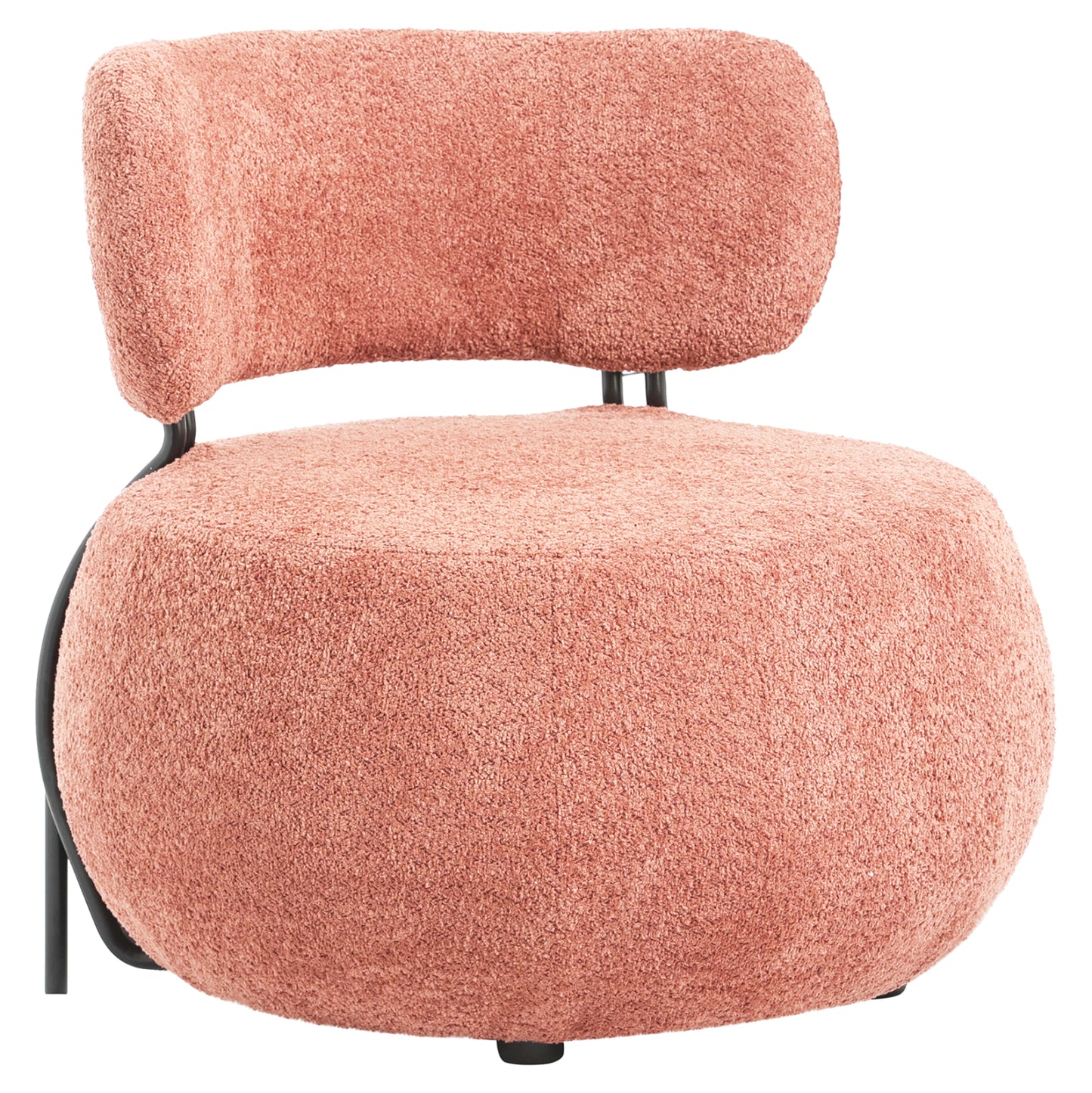 LOUNGE CHAIR ROUND KARSEN HM9598.02 PINK BOUCLE FABRIC 75x75x75H cm. image 1