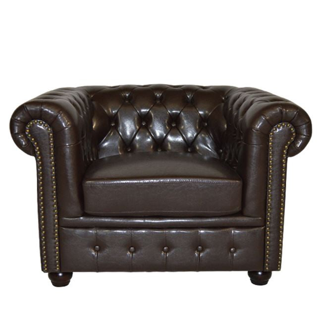 Armchair T.Chesterfield POLINA HM3011.01 PU Dark Brown 110x90x73Hcm image 1
