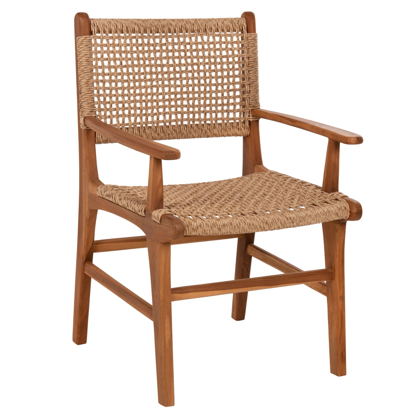 ARMCHAIR NESHA ΗΜ9985.11 SOLID TEAK NATURAL COLOR KNITTED RATTAN ROPE 57.5x59x90Hcm. image 1