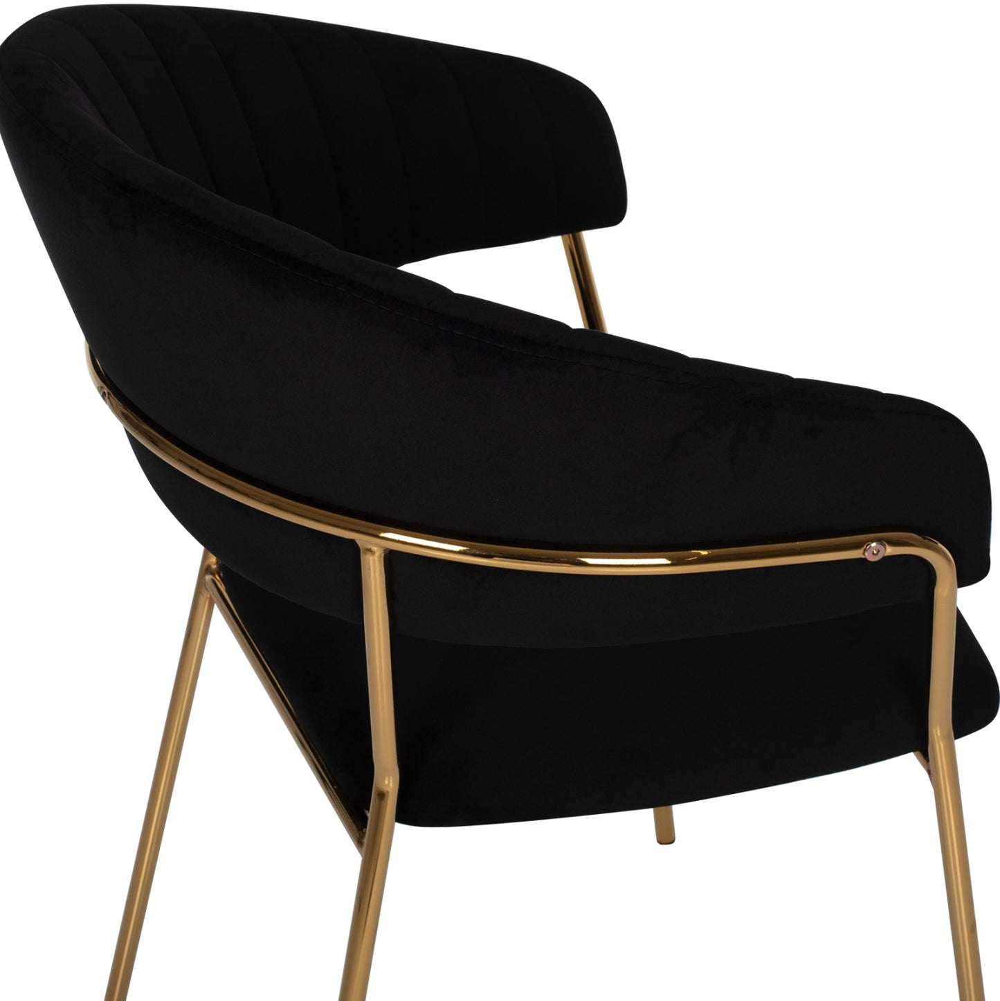 Кресло ТЕОДОР - Черен Плюш и Златна Рамка 55Χ50Χ82Hcm
