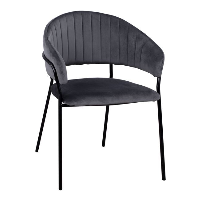 Armchair Theodore HM8520.01 from velvet grey with metallic frame 55x50x82cm image 1