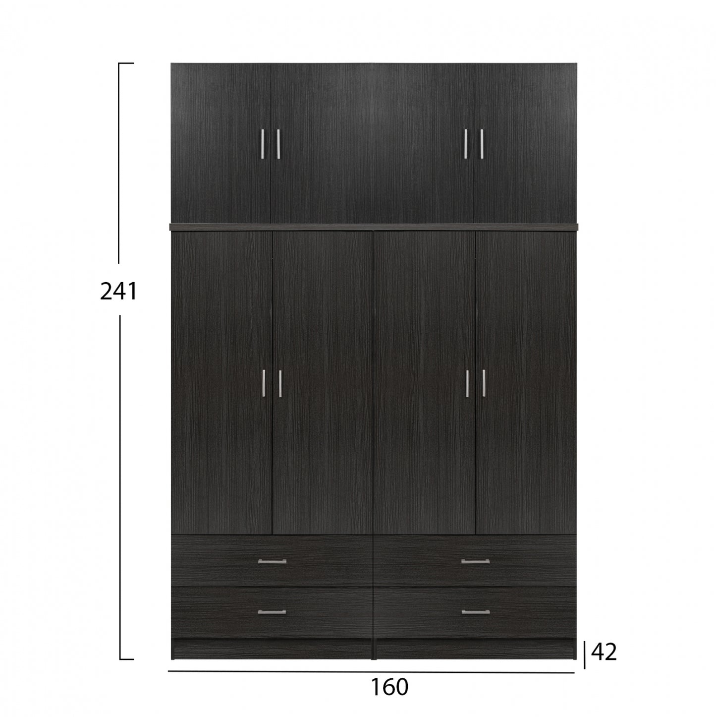 Комплект 2 части Шкаф 4 врати с таван Зебрано 160x42x241