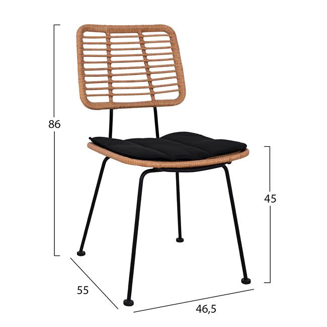 Set 3 pieces Allegra wicker with Table 80x80x78 cm Beige & Black Color HM10485