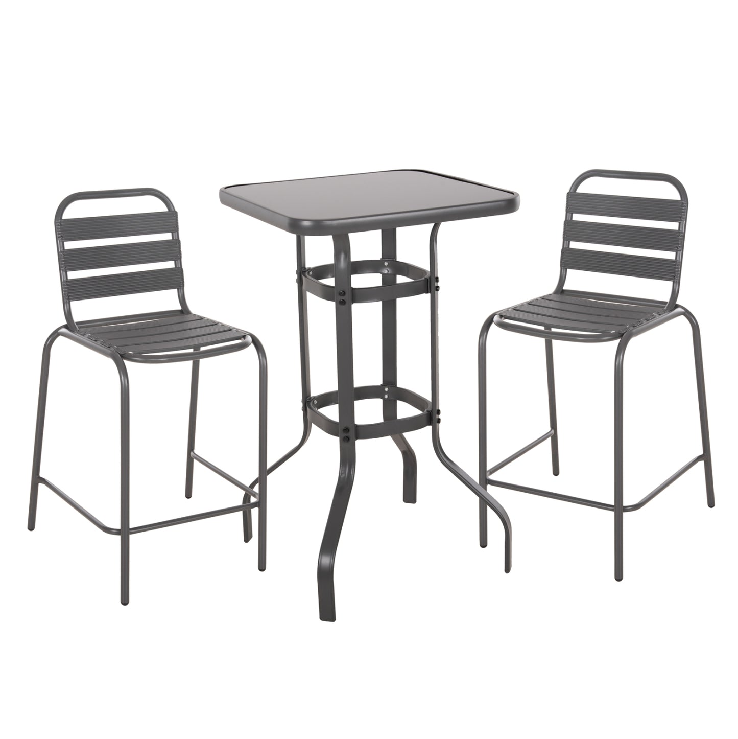 OUTDOOR LOUNGE SET 3PCS LAURA HM21054.01 GREY METAL & ALUMINUM image 1