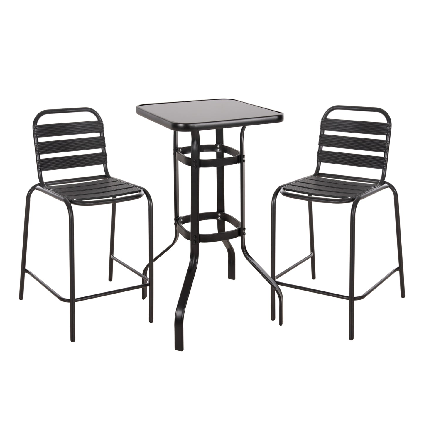 OUTDOOR LOUNGE SET 3PCS LAURA HM21054.03 BLACK METAL & ALUMINUM image 1