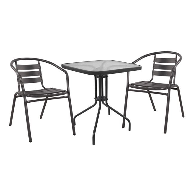 Set 3 pieces With Table Figo 70x70x72 & Armchairs Laura Grey Color HM10469 image 1