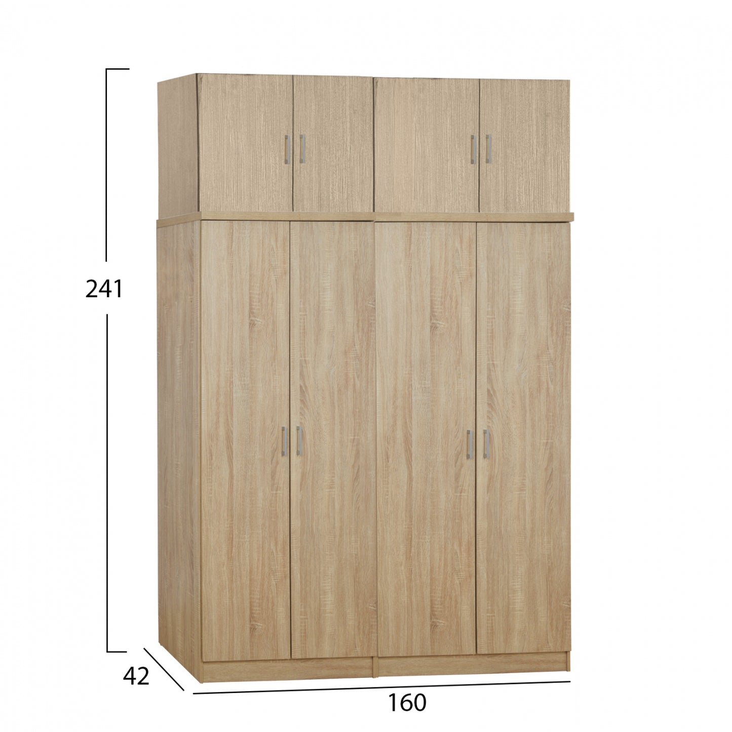 Комплект 4 части Шкаф Четирилистна С Лофт Сонома 160x42x241