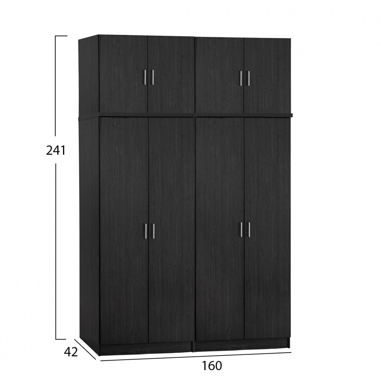 Четирикрилен гардероб с таван Зебрано 160x42x241