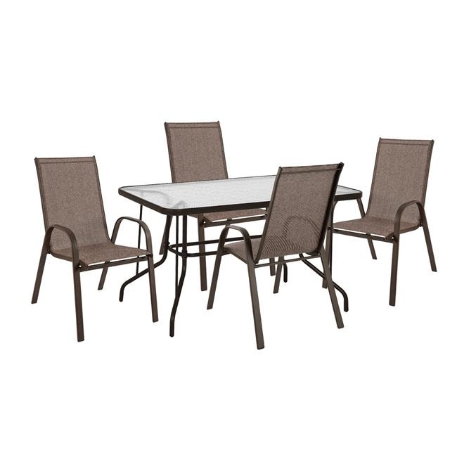 OUTDOOR DINING SET 5PCS HM10565.02 WITH METAL TABLE 120x70x71H & METAL CHAIRS IN BROWN image 1