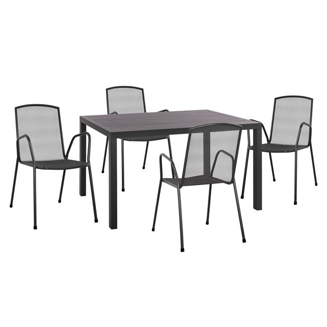 Set 5 pieces with Table 140x80x75.5 aluminum & Metallic chairs Grey color HM10533 image 1