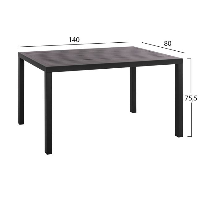 DINING SET 5PCS HM10531-ALUMINUM TABLE 140Χ80Χ75.5H & 4 CHAIRS METALLIC IN GREY