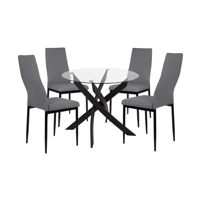 Set 5 pieces Table black & chairs lady grey metallic legs HM11071 42,5x53x95 cm image 1