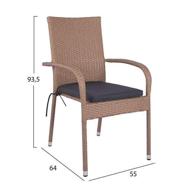 Set 5pieces Table Metallic with chairs Wicker HM10381