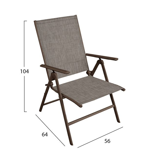 Set 5 pieces Metallic Table & Folding chairs Brown HM10558.02
