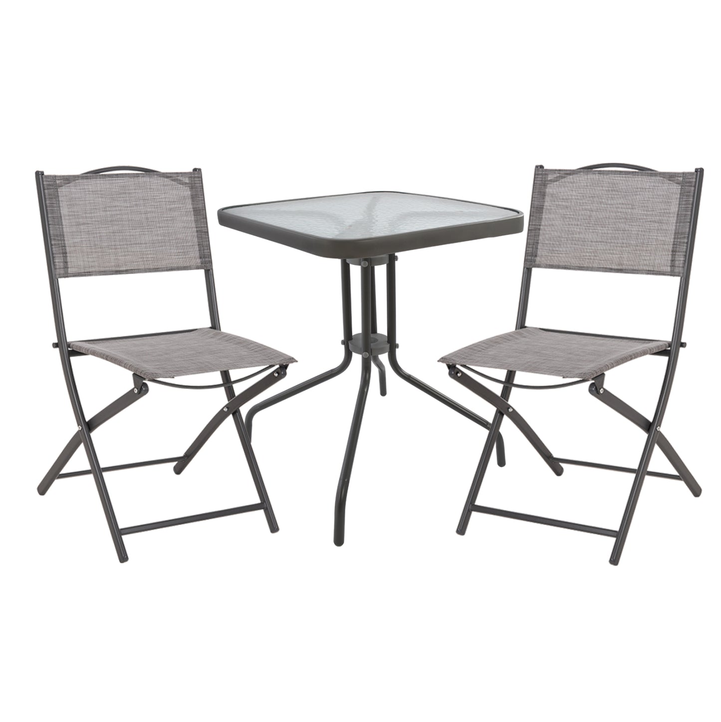 OUTDOOR DINING SET 3PCS FIGO ΗΜ21035 METAL TABLE FIGO & 2 FOLDABLE CHAIRS-GREY image 1