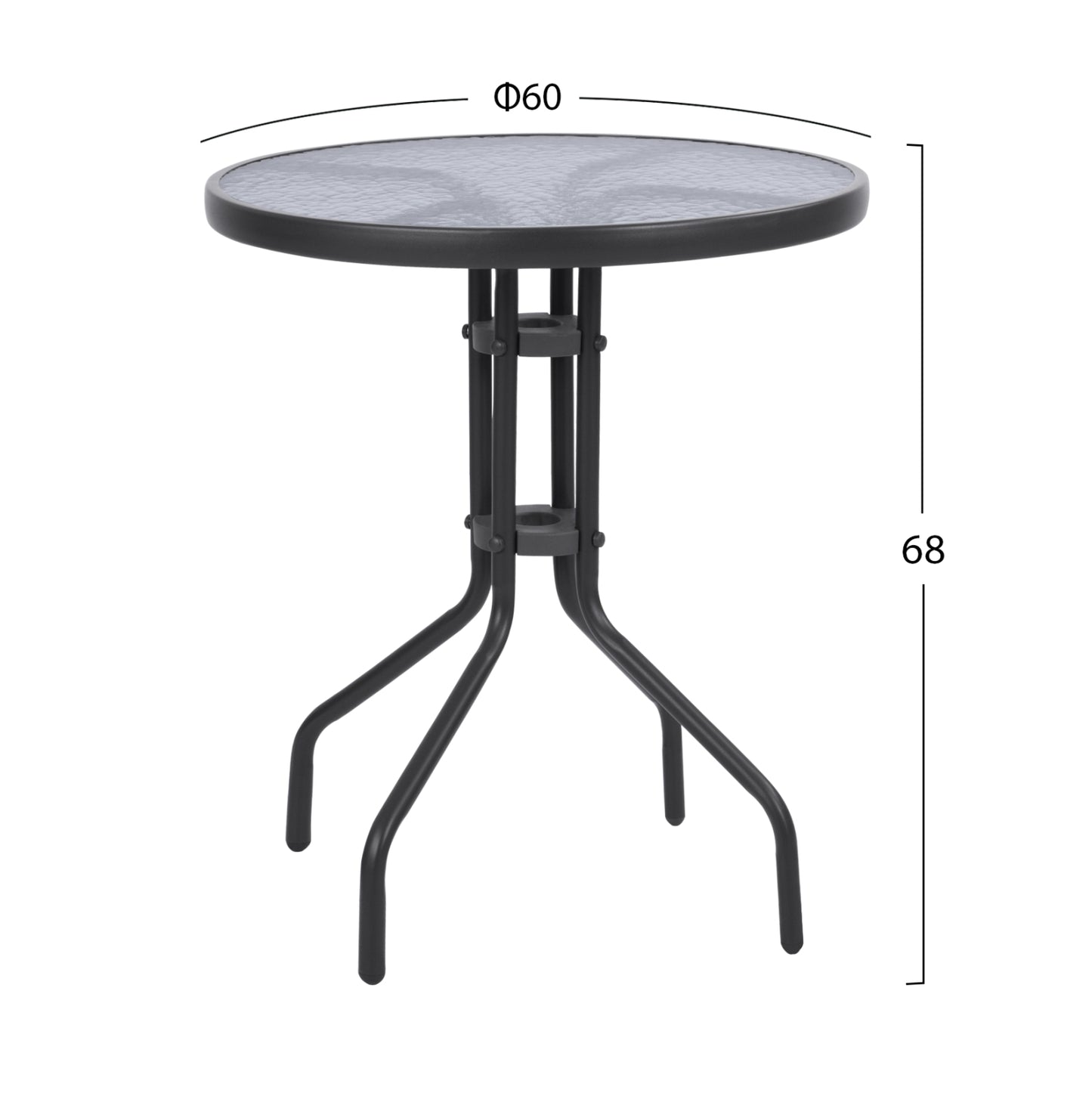 OUTDOOR DINING SET 3PCS LIMA HM21037 METAL ROUND TABLE & 2 FOLDABLE CHAIRS-GREY