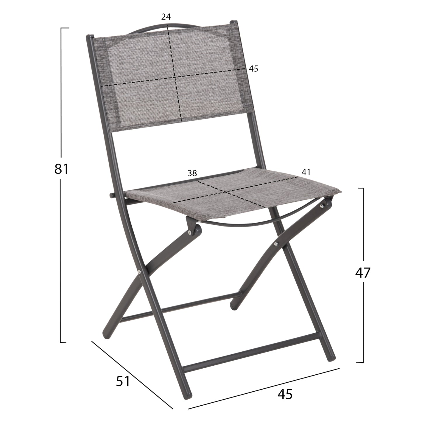 OUTDOOR DINING SET 3PCS LIMA HM21037 METAL ROUND TABLE & 2 FOLDABLE CHAIRS-GREY