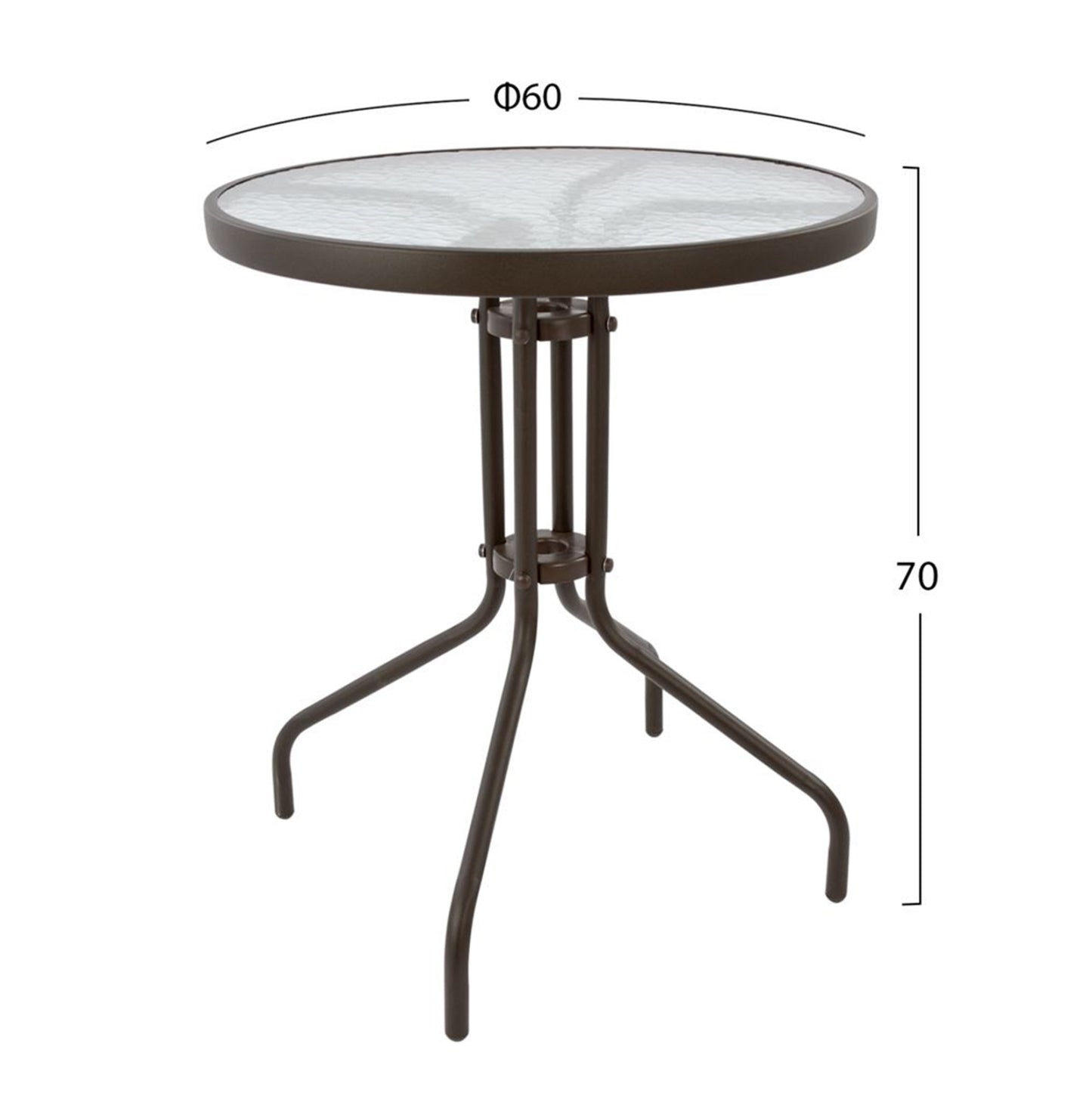 OUTDOOR DINING SET 3PCS LIMA HM21038 METAL ROUND TABLE & 2 FOLDABLE CHAIRS-BROWN
