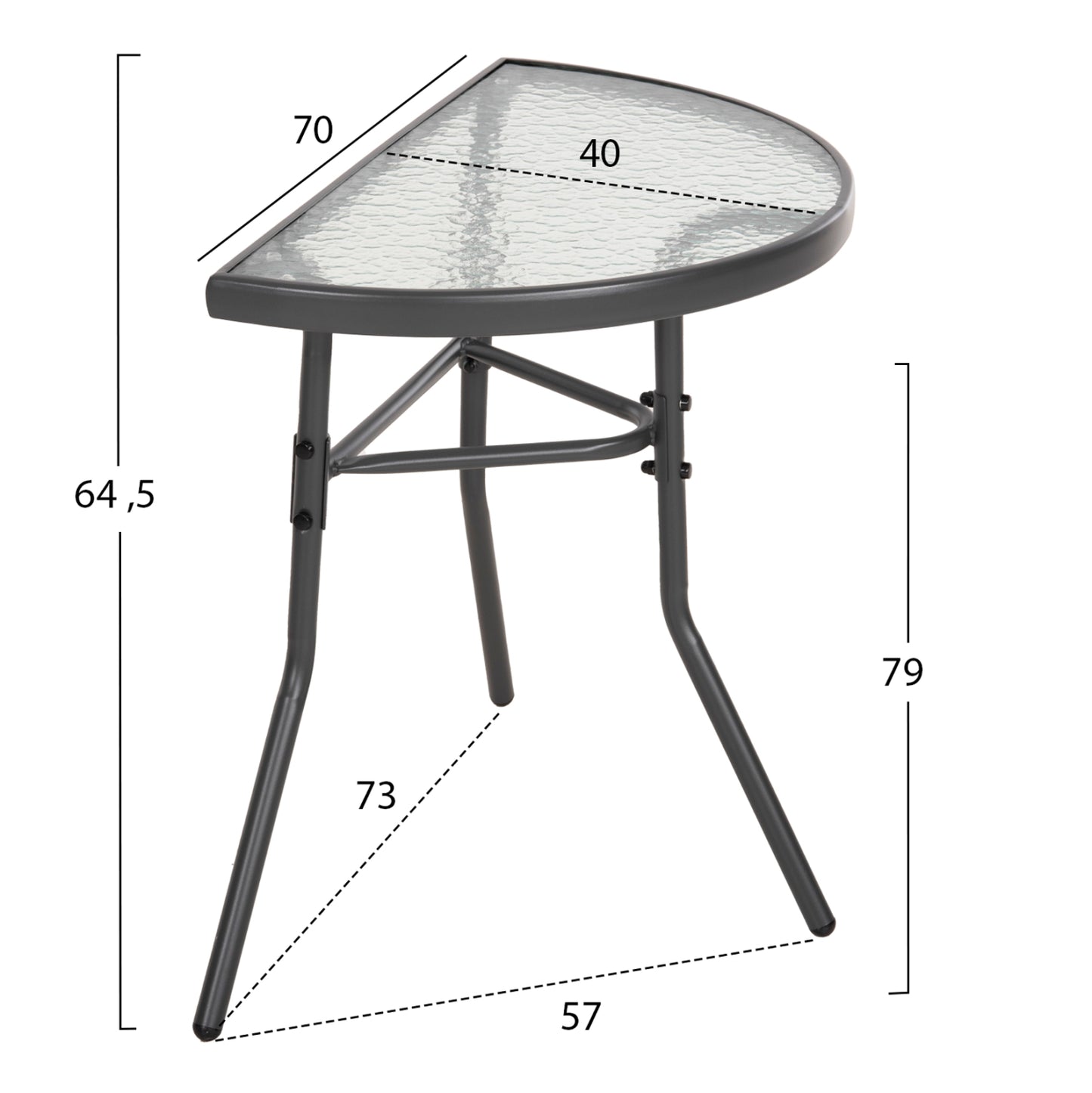 OUTDOOR DINING SET 3PCS LIMAG HM21039 METAL SEMICIRCULAR TABLE & 2 FOLDABLE CHAIRS-GREY