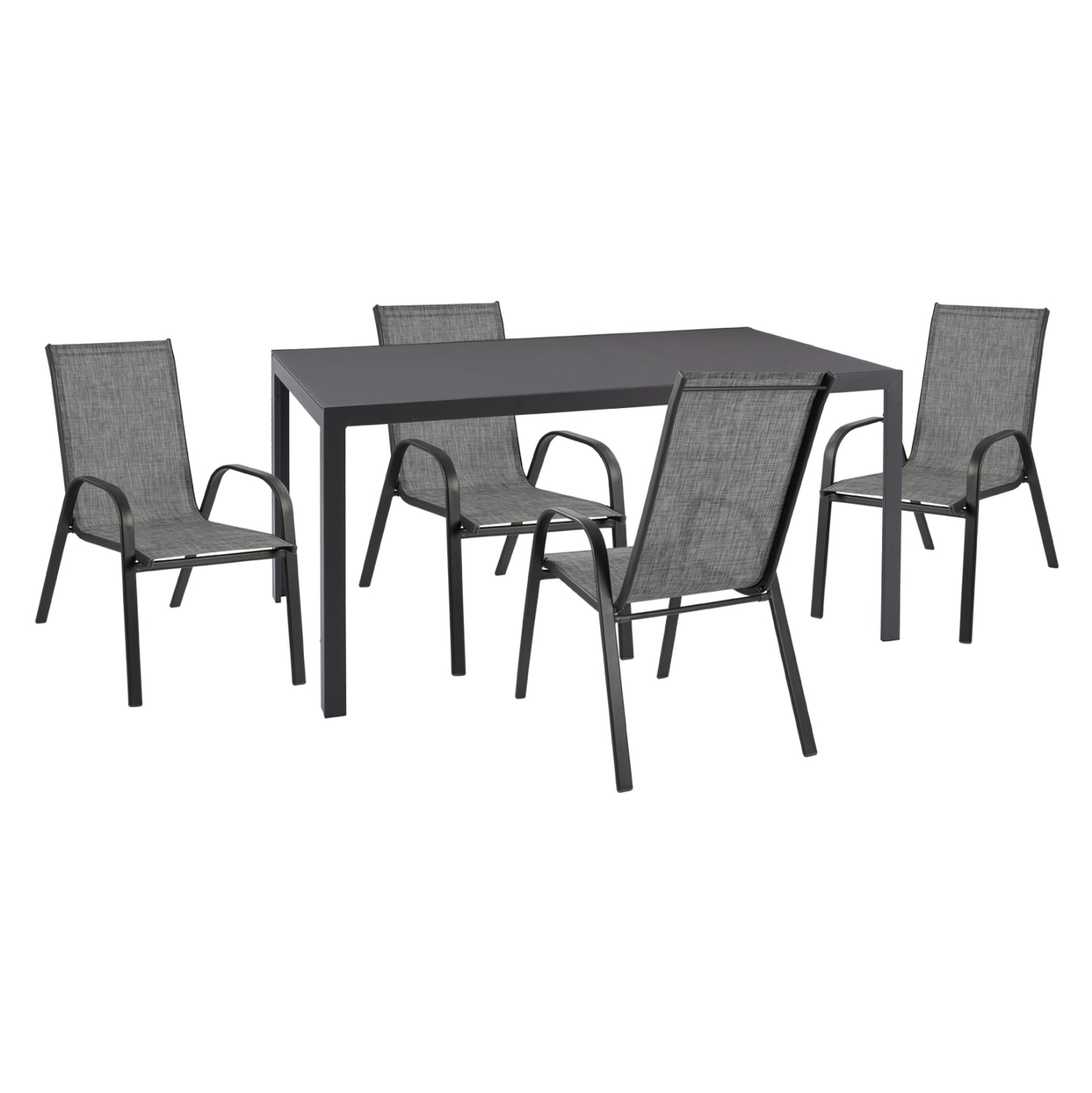 OUTDOOR 5PCS DINING SET LEOFER HM21004 METAL TABLE-4 METAL ARMCHAIRS-GREY image 1