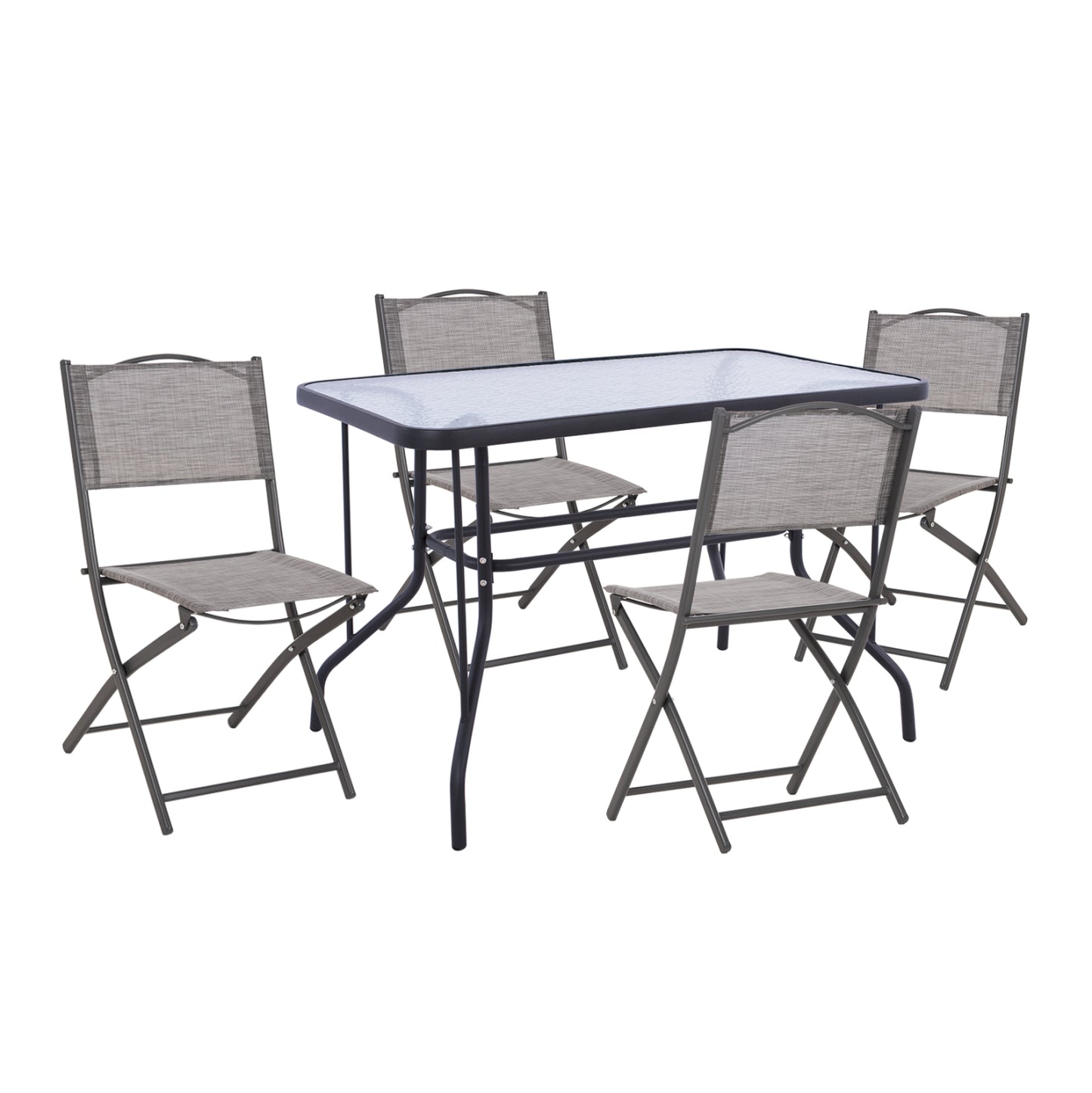 OUTDOOR DINING SET 5PCS MAG HM21033 METAL TABLE ΑΔΑΜ & 4 FOLDABLE CHAIRS-DARK GREY image 1