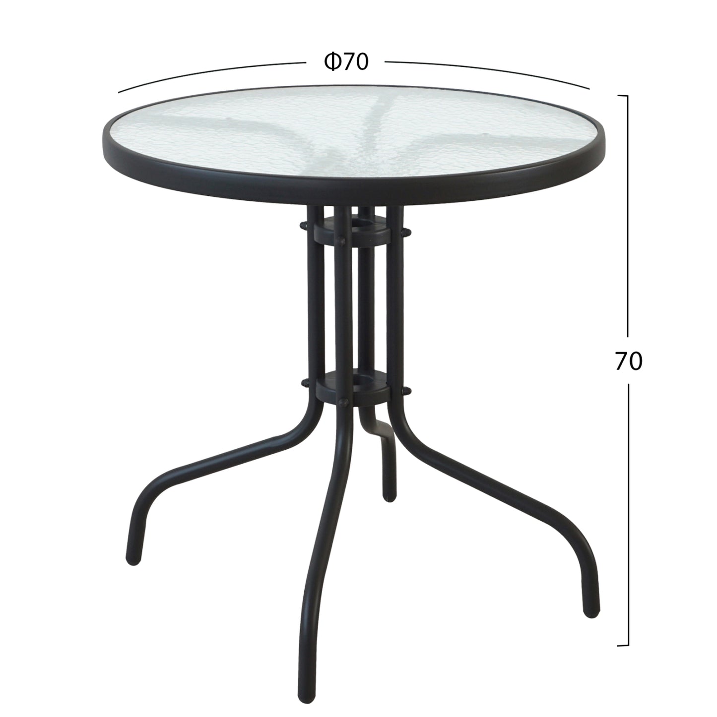 OUTDOOR SET 3PCS HM10713 BLACK METAL-SAFETY GLASS-BLACK TEXTILENE
