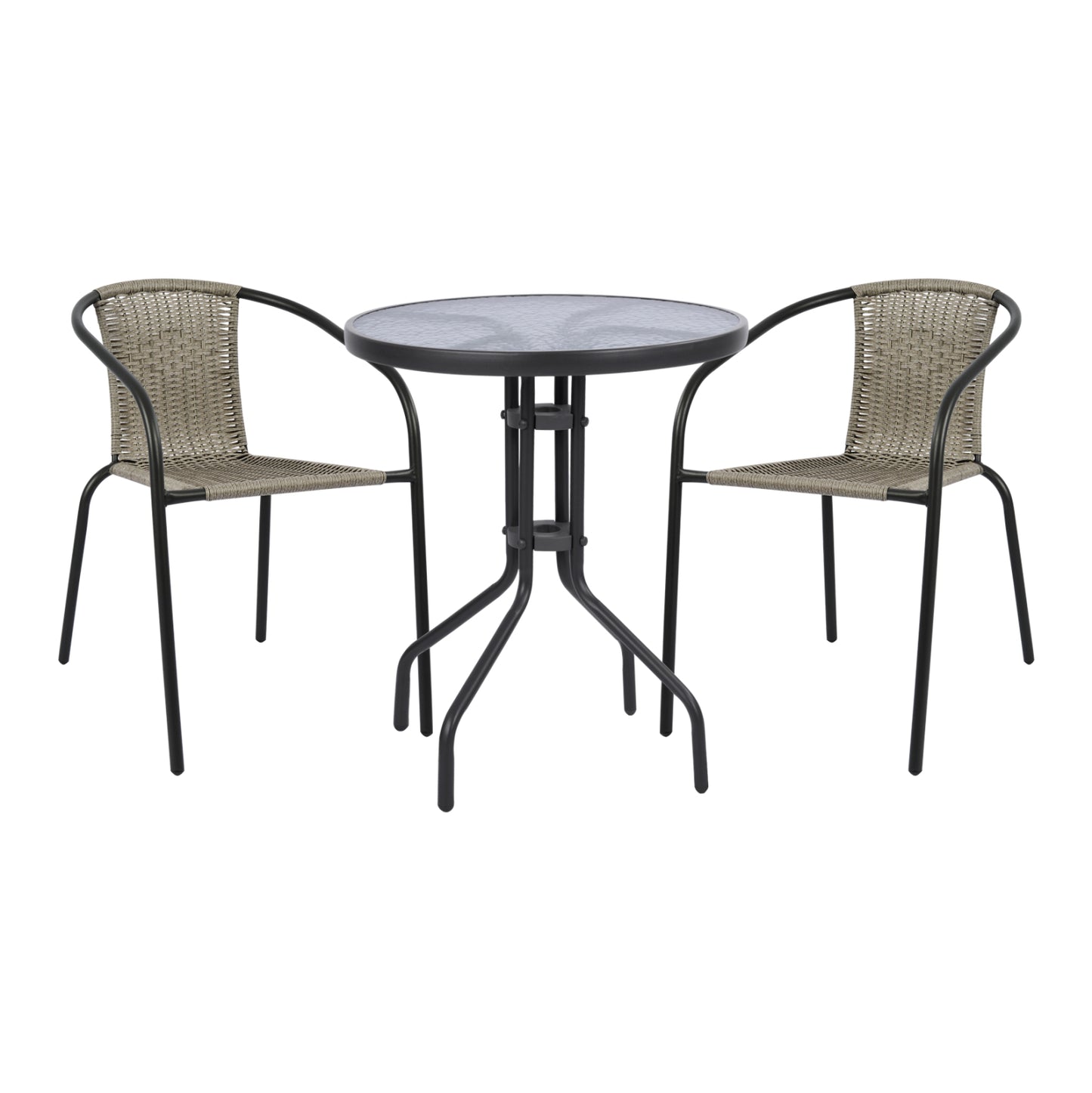 OUTDOOR DINING SET 3PCS LIMA HM21110 TABLE & 2 ARMCHAIRS- GREY COLOR image 1
