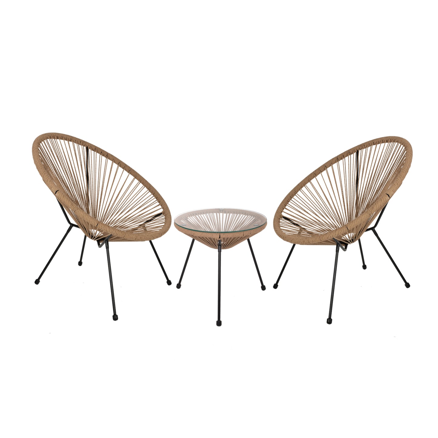 OUTDOOR LOUNGE SET 3PCS ACAPULCO HM21111 TABLE & 2 ARMCHAIRS IN BLACK-BEIGE image 1