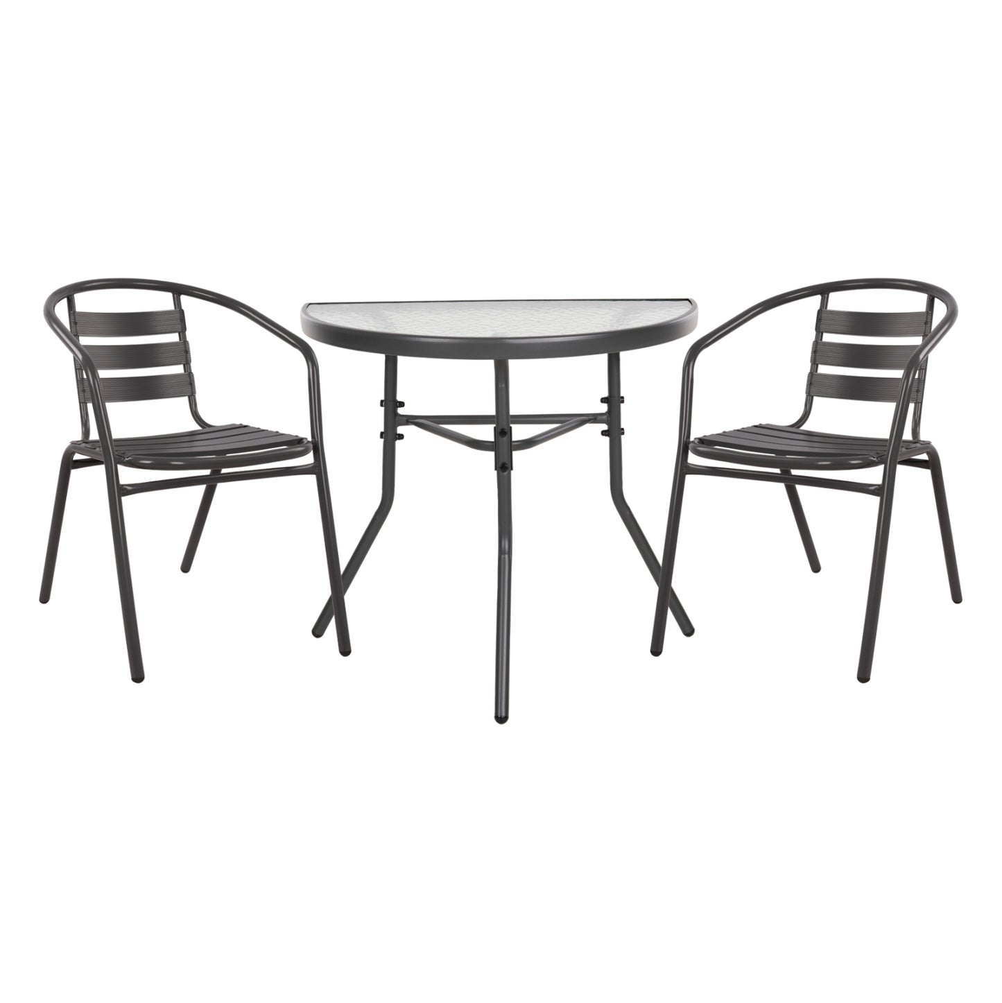 OUTDOOR LOUNGE SET 3PCS LAURA HM21112 SEMICIRCULAR TABLE & 2 ARMCHAIRS IN GREY image 1