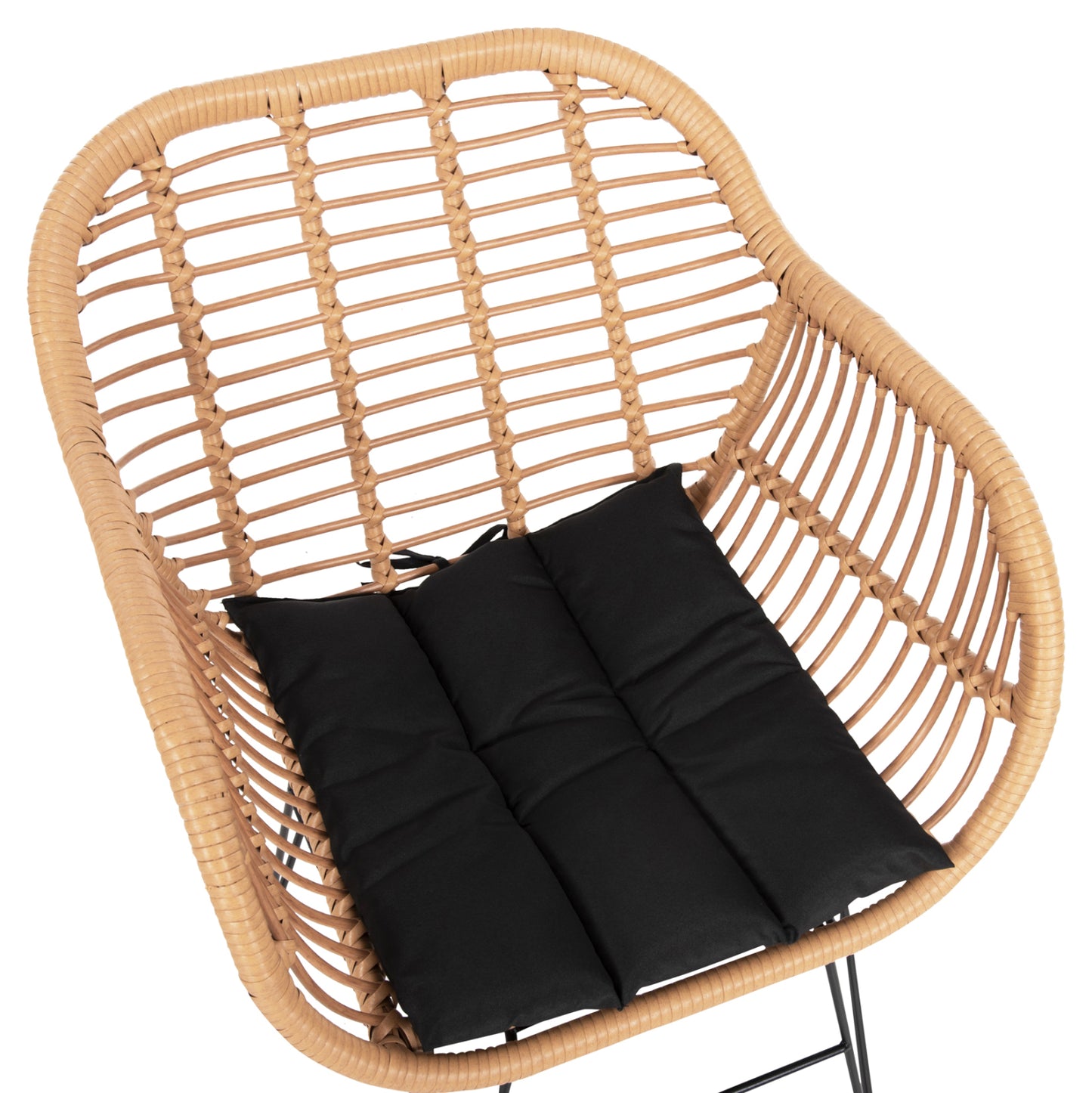 OUTDOOR DINING SET 3PCS ALLEGRA HM10476 WICKER IN BEIGE-METAL IN BLACK