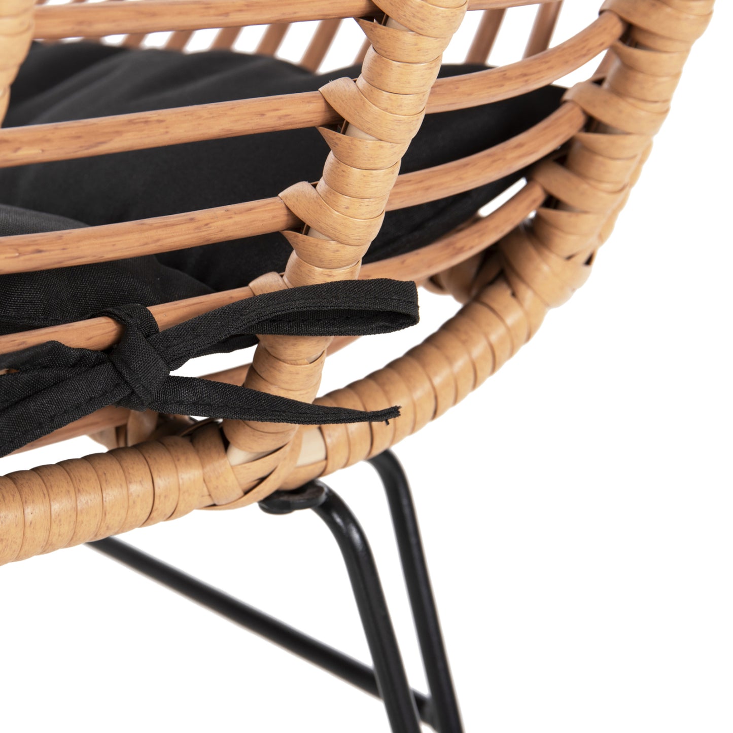 OUTDOOR DINING SET 3PCS ALLEGRA HM10476 WICKER IN BEIGE-METAL IN BLACK
