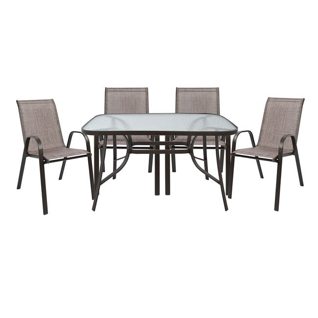 OUTDOOR DINING SET 5PCS HM5197.02 WITH 4 CHAIRS & TABLE 120X70--BROWN COLOR image 1