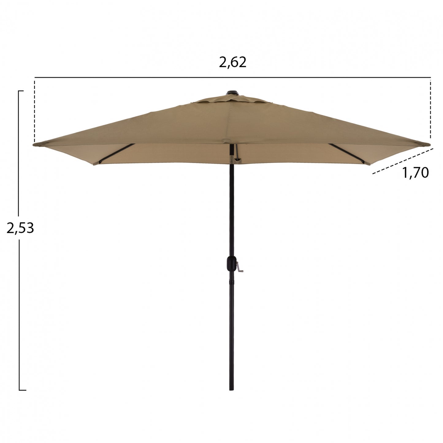 DINING SET 8PCS TABLE WITH MOCHA UMBRELLA & BROWN TEXTILINE ARMCHAIRS HM11490