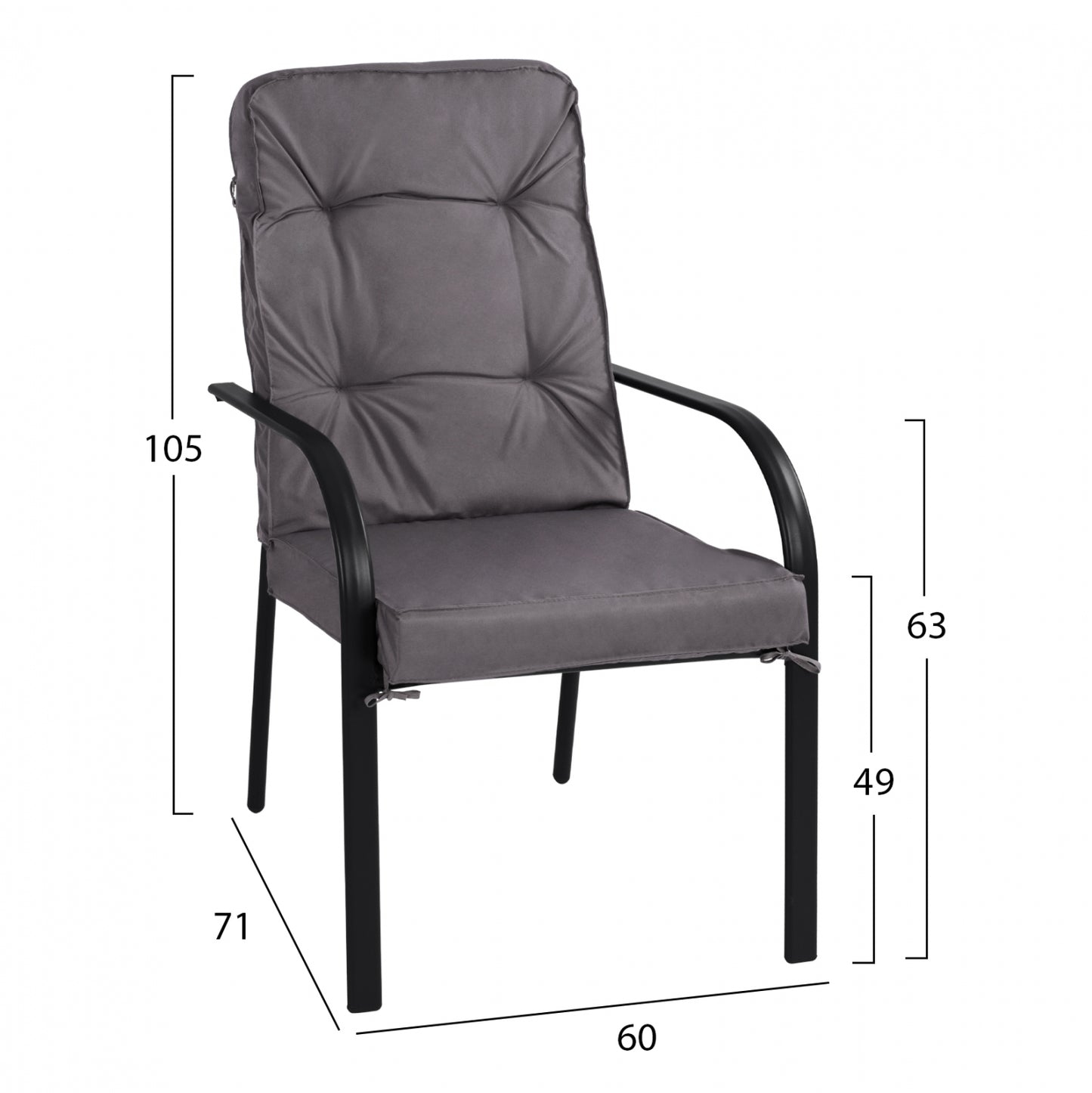 DINING SET 8PCS TABLE, ARMCHAIRS GRAY & UMBRELLA GRAY HM11477
