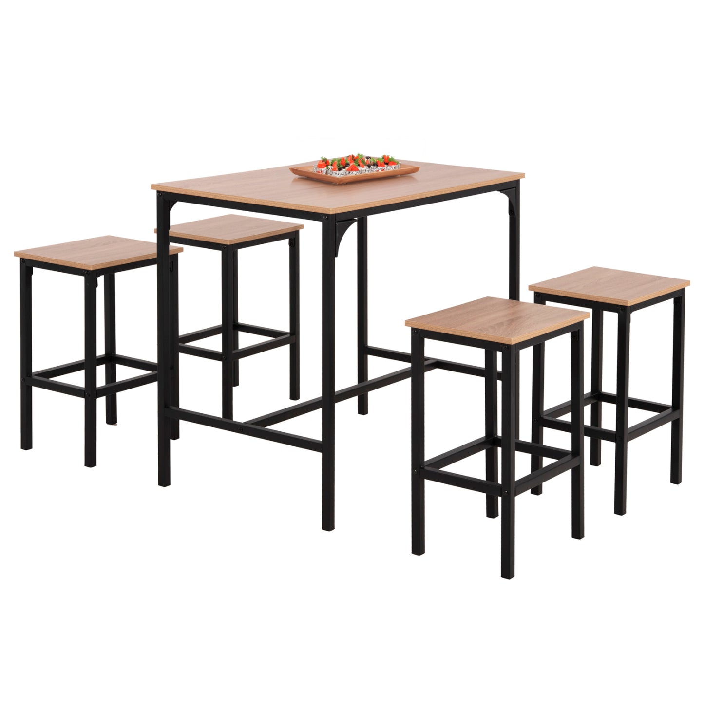 DINING SET FOR BARS 5PCS BOXY HM9882.01 BLACK METAL FRAMES- MELAMINE IN SONAMA image 1