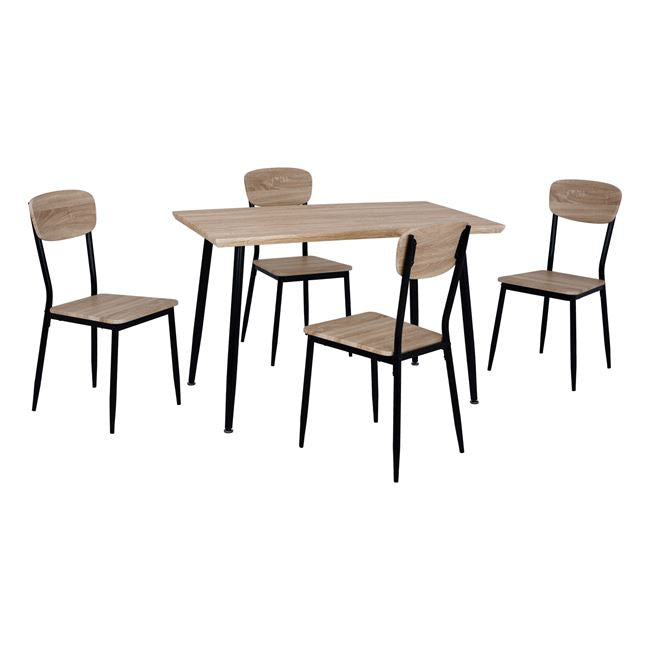 Set Dining Table 5 pieces HM10348.01 Sonama Desktop and black legs 120x70x76,5Y cm image 1