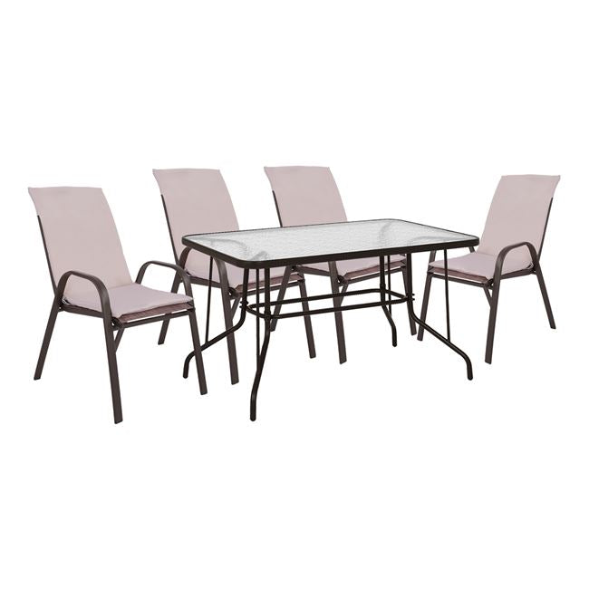 OUTDOOR DINING SET 5PCS HM10568.02 TABLE 120X70cm & 4 CHAIRS WITH CUSHION- IN BROWN COLOR image 1