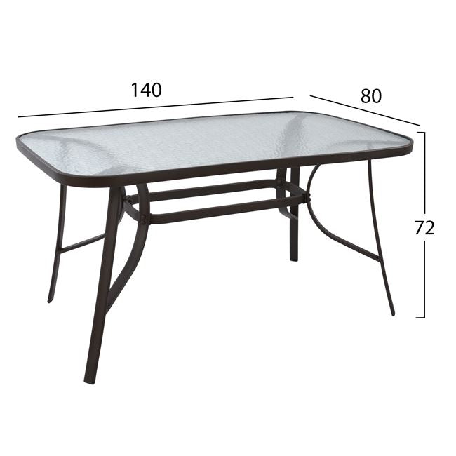 OUTDOOR DINING SET 5PCS HM5200.02 WITH 4 CHAIRS & TABLE 140X80--BROWN COLOR