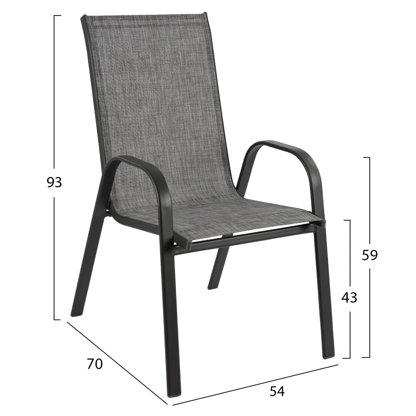 DINING SET 5PCS HM5193.01-METALLIC IN GREY-4 CHAIRS & TABLE 110X60cm.