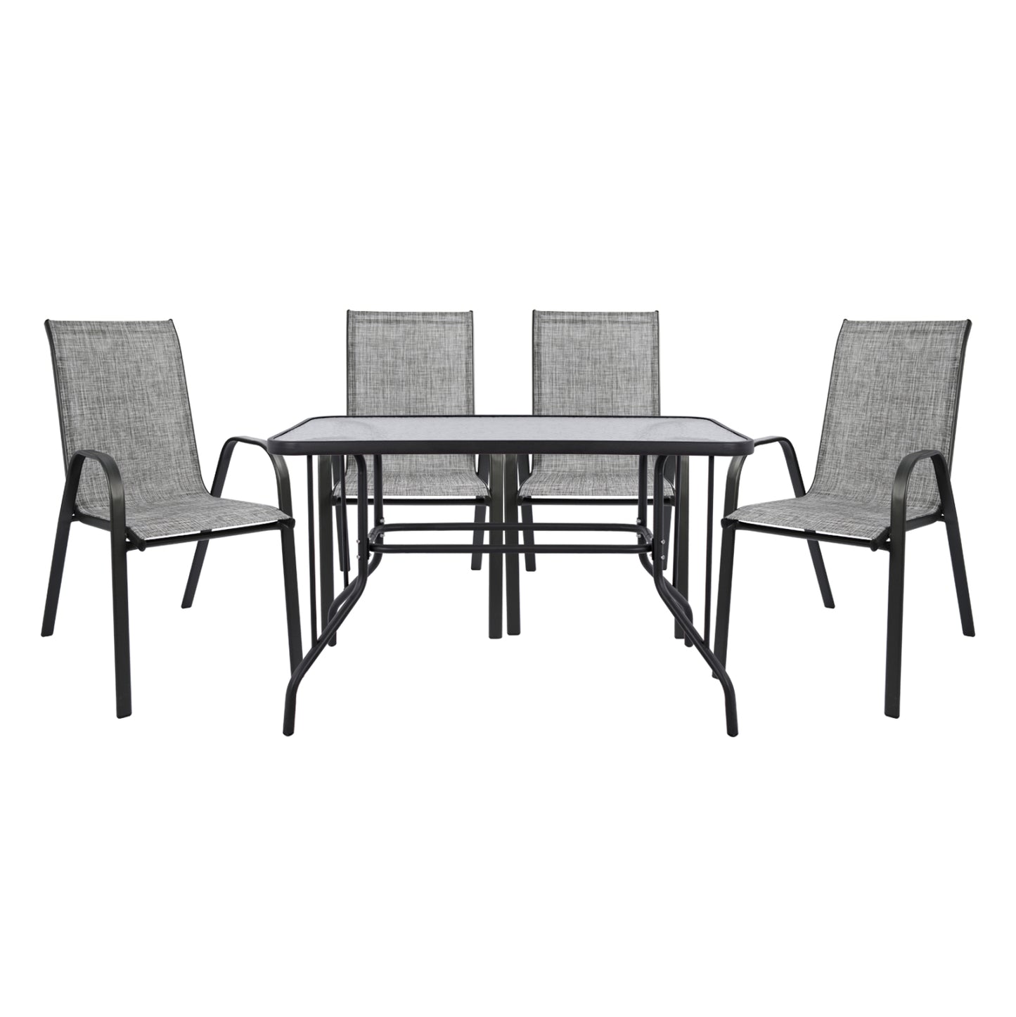 DINING SET 5PCS HM5193.01-METALLIC IN GREY-4 CHAIRS & TABLE 110X60cm. image 1