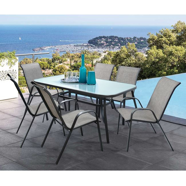 Set Dining Table 7 pieces 160x90 Bruno & 6 Leon Armchair HM5206.01